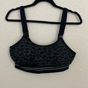 Grey and black leopard nursing pumping bra- Size Large